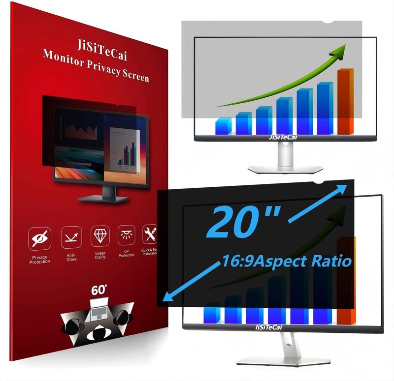 JIESITE 20 Inch 16:9 Computer Privacy Screen Filter for Monitor - Privacy Shield and Anti-Glare Protector - Image 1